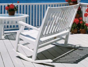 Double Rocking Chair in High Gloss White Yacht Finish